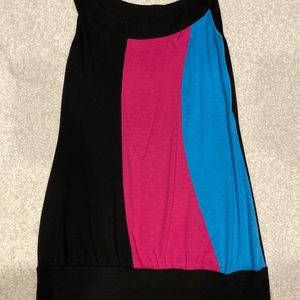 6 Degrees Black Pink Teal Tank Top Size Medium